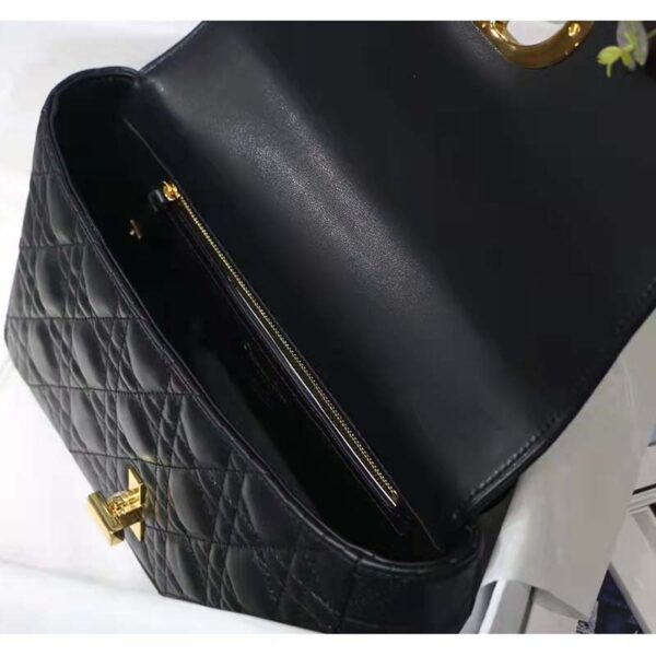 Dior Women CD Medium Dior Caro Bag Black Supple Cannage Calfskin (6)