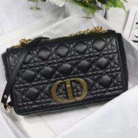 Dior Women CD Medium Dior Caro Bag Black Supple Cannage Calfskin (3)