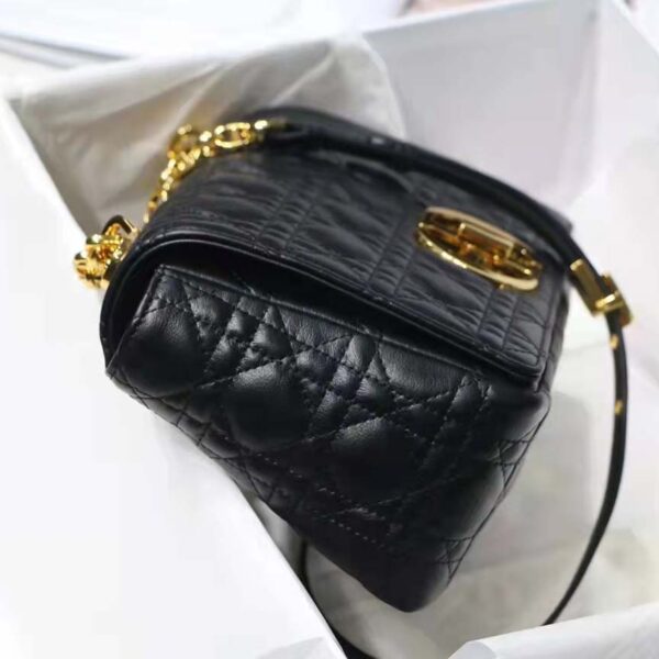 Dior Women CD Medium Dior Caro Bag Black Supple Cannage Calfskin (9)