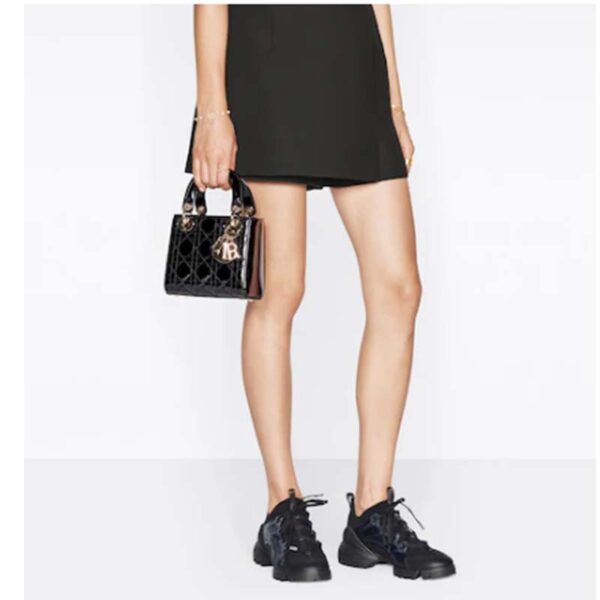 Dior Women CD Mini Lady Dior Bag Black Patent Cannage Calfskin (7)