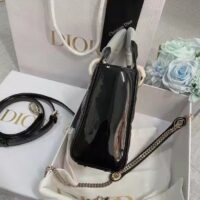 Dior Women CD Mini Lady Dior Bag Black Patent Cannage Calfskin