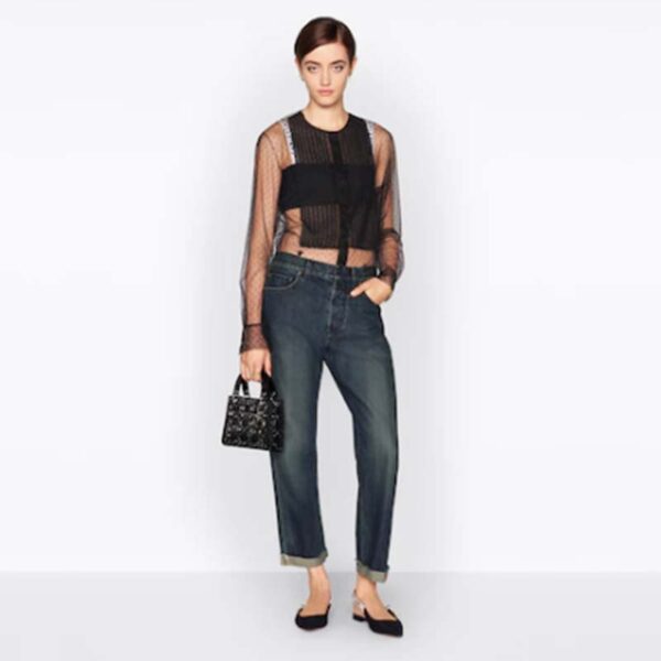 Dior Women CD Mini Lady Dior Bag Black Strass Cannage Satin (1)