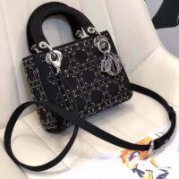 Dior Women CD Mini Lady Dior Bag Black Strass Cannage Satin (8)