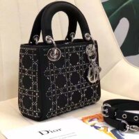 Dior Women CD Mini Lady Dior Bag Black Strass Cannage Satin (8)