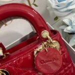 Dior Women CD Mini Lady Dior Bag Cherry Red Patent Cannage Calfskin - immagine 10