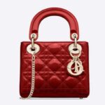 Dior Women CD Mini Lady Dior Bag Cherry Red Patent Cannage Calfskin
