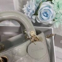Dior Women CD Mini Lady Dior Bag Gray Patent Cannage Calfskin (1)