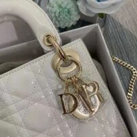 Dior Women CD Mini Lady Dior Bag Latte Patent Cannage Calfskin (4)