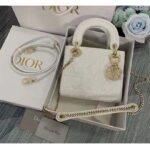 Dior Women CD Mini Lady Dior Bag Latte Patent Cannage Calfskin - Image 2