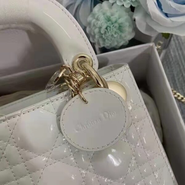 Dior Women CD Mini Lady Dior Bag Latte Patent Cannage Calfskin (2)