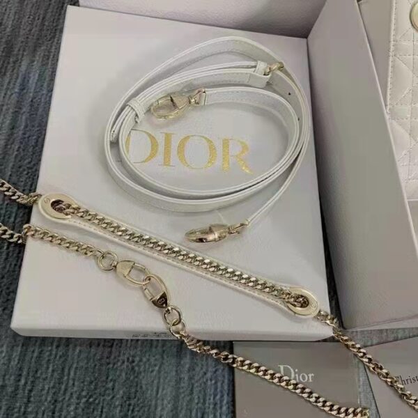 Dior Women CD Mini Lady Dior Bag Latte Patent Cannage Calfskin (7)