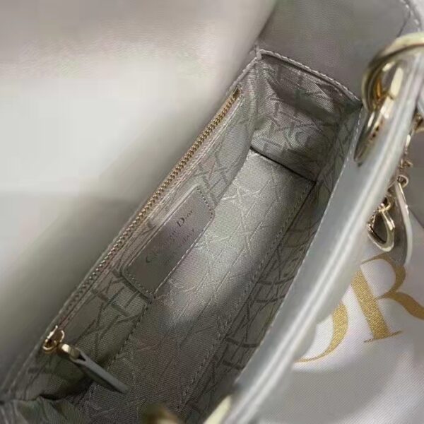 Dior Women CD Mini Lady Dior Bag Opaline Gray Pearlescent Cannage Lambskin (1)