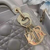 Dior Women CD Mini Lady Dior Bag Opaline Gray Pearlescent Cannage Lambskin (2)