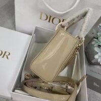 Dior Women CD Mini Lady Dior Bag Pale Yellow Patent Cannage Calfskin (1)