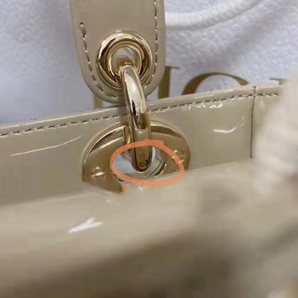 Dior Women CD Mini Lady Dior Bag Pale Yellow Patent Cannage Calfskin (5)