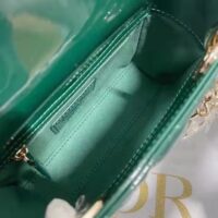 Dior Women CD Mini Lady Dior Bag Pine Green Patent Cannage Calfskin (9)