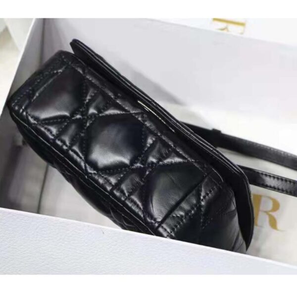 Dior Women CD Small Dior Caro Bag Black Quilted Macrocannage Calfskin (10)