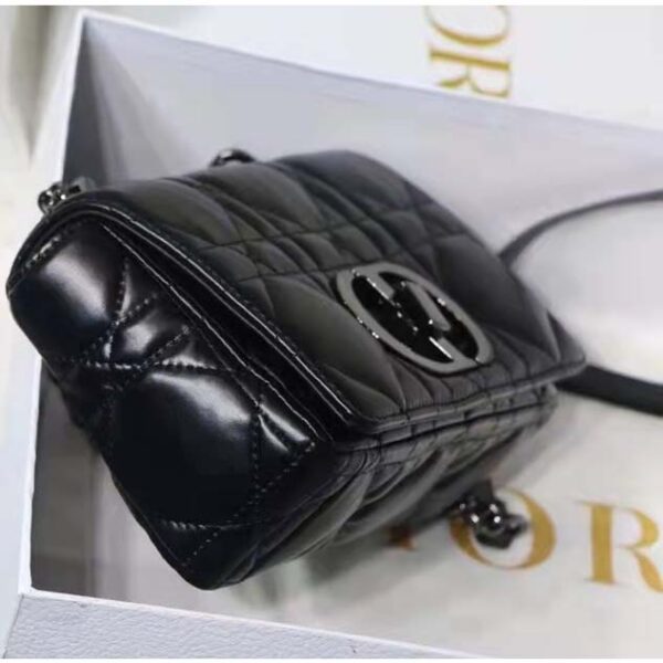 Dior Women CD Small Dior Caro Bag Black Quilted Macrocannage Calfskin (3)