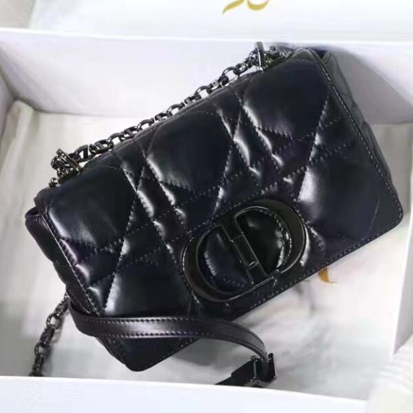 Dior Women CD Small Dior Caro Bag Black Quilted Macrocannage Calfskin (4)
