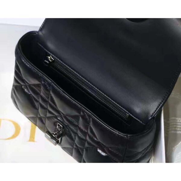 Dior Women CD Small Dior Caro Bag Black Quilted Macrocannage Calfskin (6)