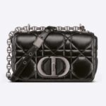Borsa Dior Caro piccola CD da donna Dior in pelle di vitello trapuntata Macrocannage nera