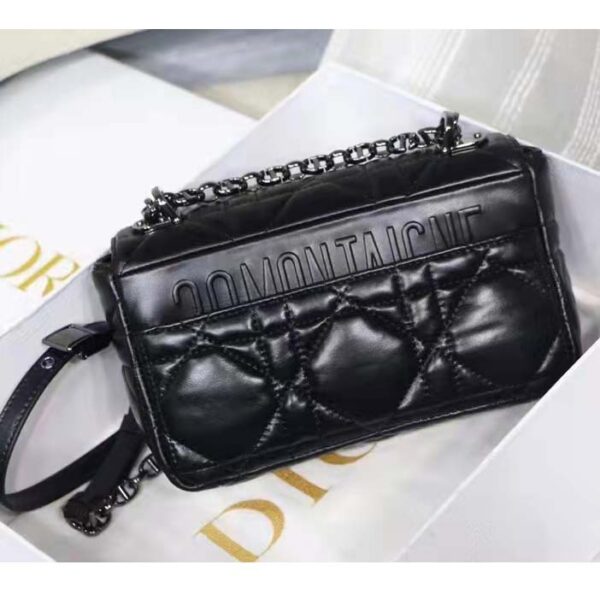 Dior Women CD Small Dior Caro Bag Black Quilted Macrocannage Calfskin (8)