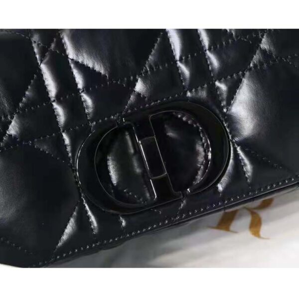 Dior Women CD Small Dior Caro Bag Black Quilted Macrocannage Calfskin (9)