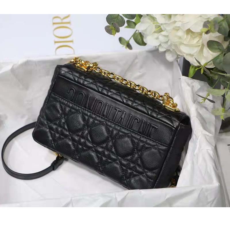 Christian Dior Small Dior Caro Bag in Black Supple Cannage