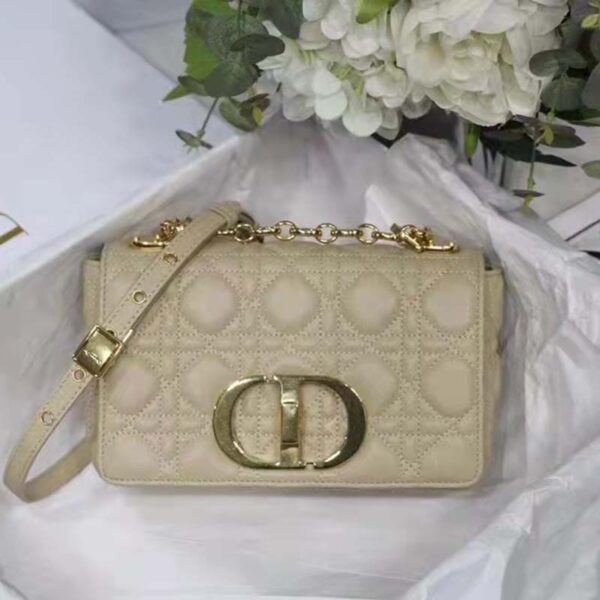 Dior Women CD Small Dior Caro Bag Ivory Supple Cannage Calfskin (10)