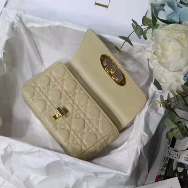 Dior Women CD Small Dior Caro Bag Ivory Supple Cannage Calfskin (4)