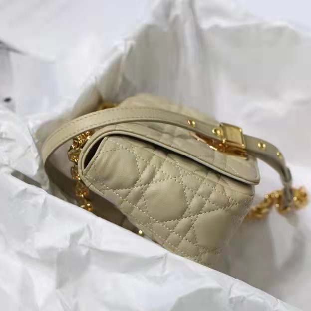 Dior Women CD Small Dior Caro Bag Ivory Supple Cannage Calfskin