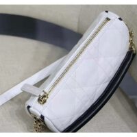 Dior Women CD Small Dior Vibe Hobo Bag White Cannage Lambskin (3)