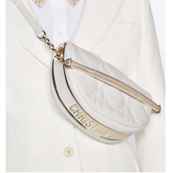 Dior Women CD Small Dior Vibe Hobo Bag White Cannage Lambskin (2)