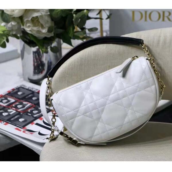 Dior Women CD Small Dior Vibe Hobo Bag White Cannage Lambskin (9)