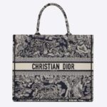 Dior Women Large Book Tote Blue Toile De Jouy Reverse Embroidery