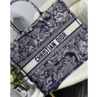 Dior Women Large Book Tote Blue Toile De Jouy Reverse Embroidery (10)