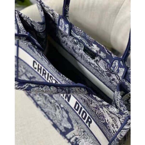 Dior Women Medium Book Tote Blue Toile De Jouy Reverse Embroidery (9)