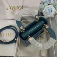 Dior Women Mini Lady Dior Bag Bright Blue Patent Cannage Calfskin (6)