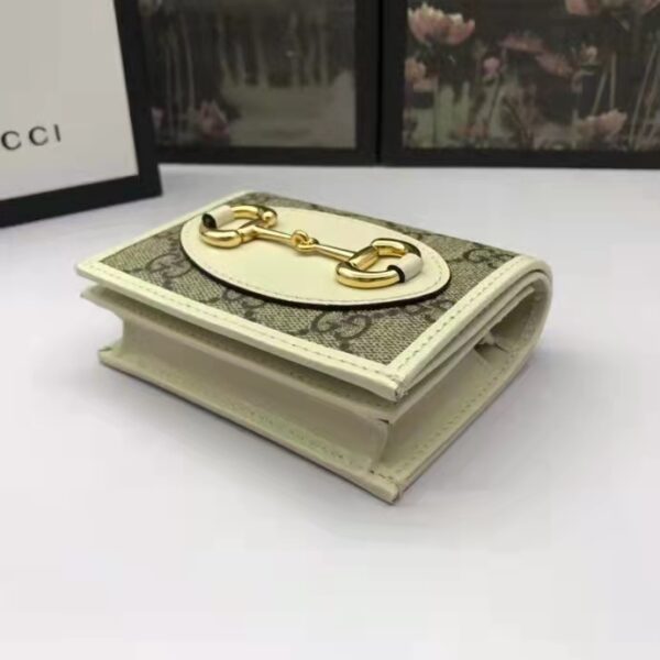 Gucci GG Unisex 1955 Horsebit Card Case Wallet Beige Ebony GG Supreme Canvas (3)