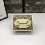 Gucci GG Unisex 1955 Horsebit Card Case Wallet Beige Ebony GG Supreme Canvas - immagine 2