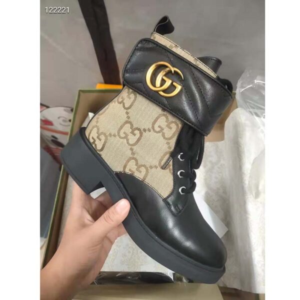 Gucci GG Women’s Ankle Boot Double G Beige Ebony Maxi GG Canvas (6)