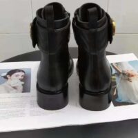 Gucci GG Women’s Ankle Boot Double G Black Leather Tonal Matelassé (16)