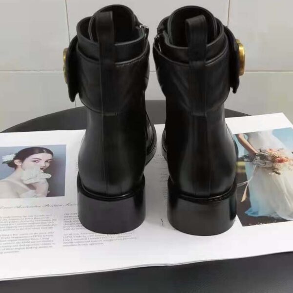 Gucci GG Women’s Ankle Boot Double G Black Leather Tonal Matelassé (1)