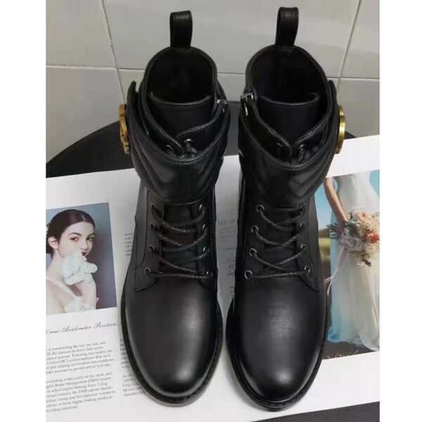 Gucci GG Women’s Ankle Boot Double G Black Leather Tonal Matelassé (12)