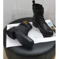 Gucci GG Women’s Ankle Boot Double G Black Leather Tonal Matelassé (16)