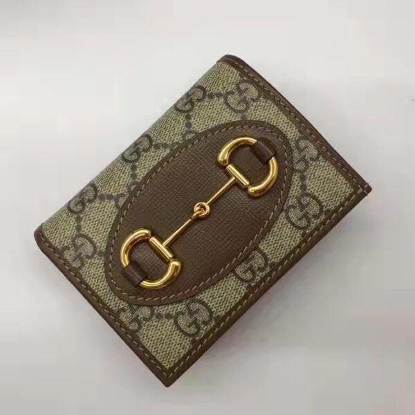 Gucci Unisex 1955 Horsebit Key Case Wallet Beige Ebony GG Supreme Canvas (3)