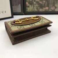 Gucci Unisex 1955 Horsebit Key Case Wallet Beige Ebony GG Supreme Canvas (2)