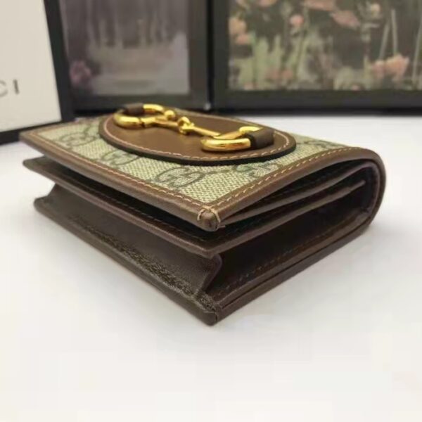 Gucci Unisex 1955 Horsebit Key Case Wallet Beige Ebony GG Supreme Canvas (7)