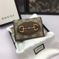 Gucci Unisex 1955 Horsebit Key Case Wallet Beige Ebony GG Supreme Canvas (2)