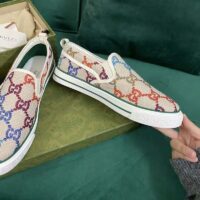 Gucci Unisex Espadrille Multicolor GG Linen Canvas Cord Platform Rubber Bottom